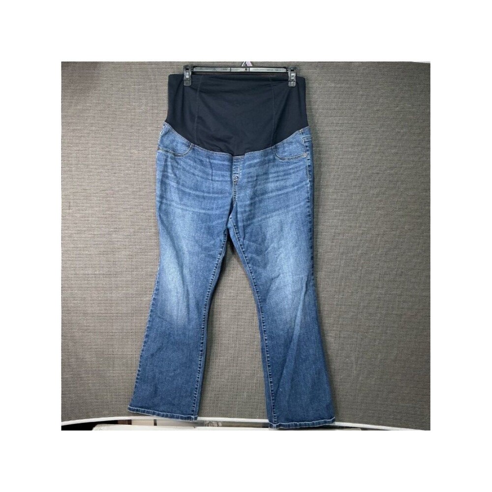 Isabel Maternity 16/33R Blue Bootcut Skinny Jeans Stretch Denim Over-Belly Panel